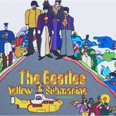CurePink Kamenitý tácek pod sklenici The Beatles Yellow Submarine 10x10 cm CSTS1BTS04