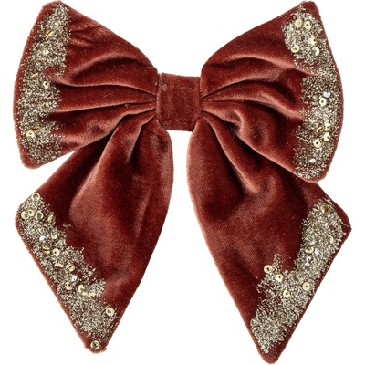 Bloomingville Vánoční dekorace mašle Ruby Red, červená barva, kov, textil