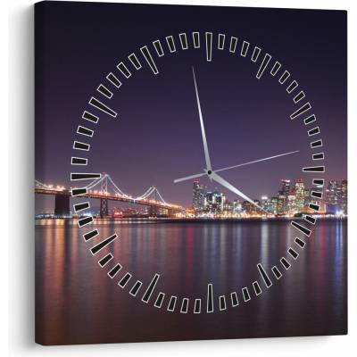 Obraz pohľadu na San Francisco, California (s hodinami), jednodielne 30x30 cm s hodinami