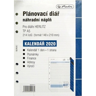 HERLITZ Náplň do kroužkového diáře TP A5 Denní - 2020 – Hledejceny.cz