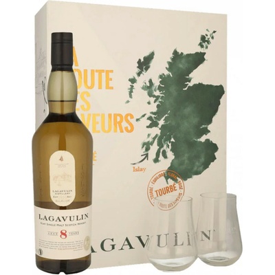 Lagavulin 8 YO 48 % Islay Single Malt Scotch Whisky 0,7 l (dárkové balení 2 sklenice)