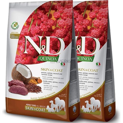 N&D Quinoa Grain Free Dog Skin&Coat Venison & Coconut 2 x 7 kg