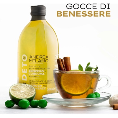 Acetificio Andrea Milano DETOX Bio jablečný ocet se zázvorem a kurkumou 500 ml