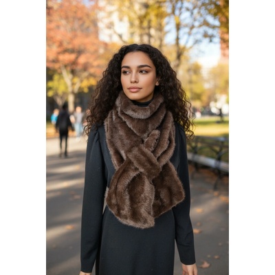 Classic Scarf hnědá chlupatá šála