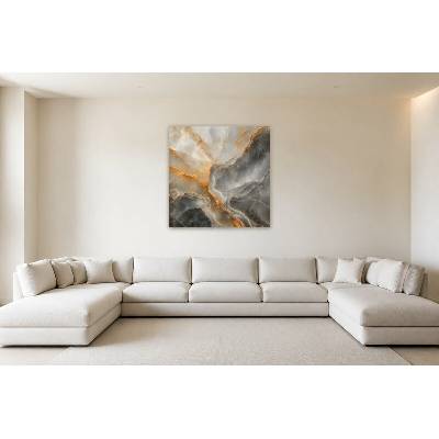 Obraz na plátně – Abstraktní kamenné žilkování v šedé a jantarové 135 × 135 cm – Hledejceny.cz