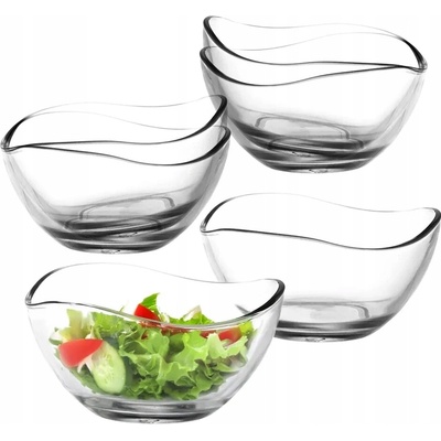 Altom Design Sada 6 skleněných salátových misek vlnitý design 14 cm