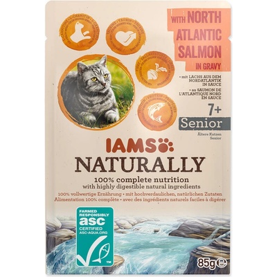 Iams Cat Naturally Senior with North Atlantic Salmon in Gravy 85 g