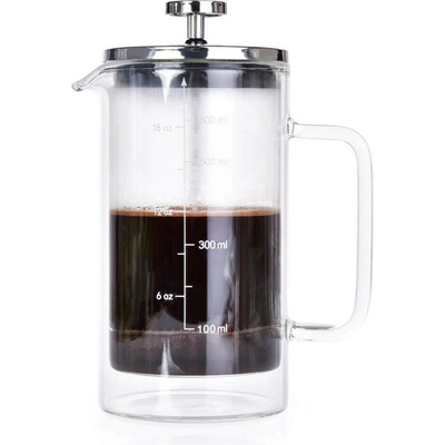 DEDRA BARISTA 600 ml FRENCH PRESS dvojstenná termo kanvica z borosilikátového skla
