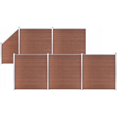 Oplocení WPC, 5 čtvercových panelů, 1 šikmý 965x186cm, hnědá