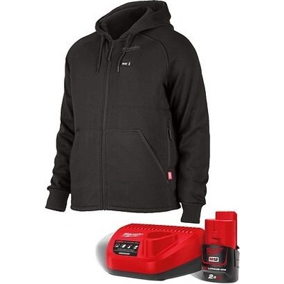 Milwaukee M12 HHBL4-201 vyhřívaná mikina s kapucí 12V/2Ah držák aku baterie černá