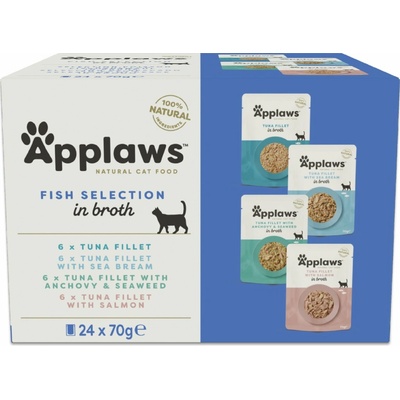 Applaws Cat Natural rybací výber vo vývare 24 x rybací výber 4 varianty 70 g