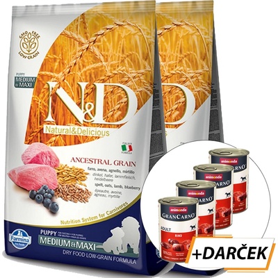 N&D Low Grain Medium & Maxi Lamb & Blueberry 2 x 12 kg