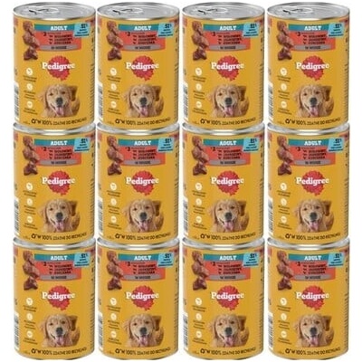 Pedigree Adult pre dospelých psov s 3 druhmi: hovädzím, jahňacím a kuracím 12 x 400 g