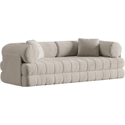 Cosmopolitan Design Béžová sametová rozkládací pohovka Kemi 206 cm