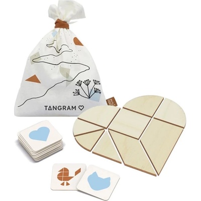 Vrecúškach Tangram srdce drevené hlavolamy do vrecka