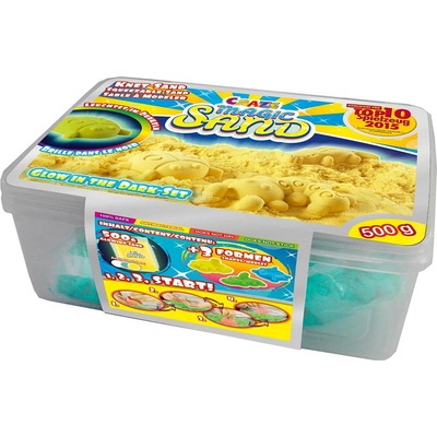 CRAZE Světélkující kinetický písek Magic Sand 500g + 3 formičky BÍLÁ