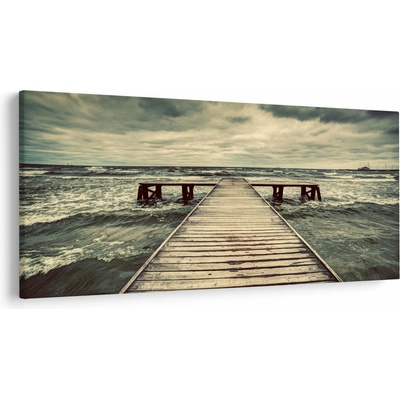 Obraz dřevěného mola na moři, jednodílný 200x100 cm
