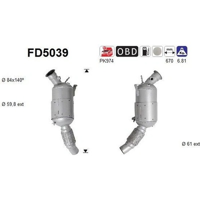 Filter sadzí pevných častíc výfukového systému AS FD5039