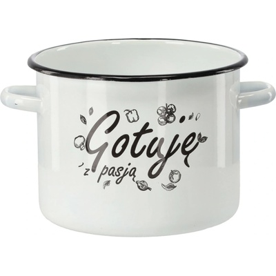 Pro-Tech shop Smaltovaný hrnec 5,5l 22cm bílý nápis vařím s vášní 68469