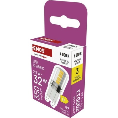 Emos LED žiarovka Classic JC G9 2,5 W 32 W 350 lm neutrálna biela