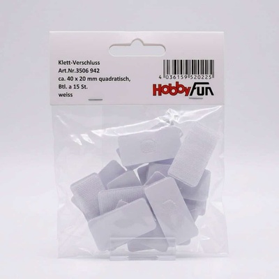 Suchý zip bílý samolepící obdélník 40×20 mm / 15 ks HobbyFun