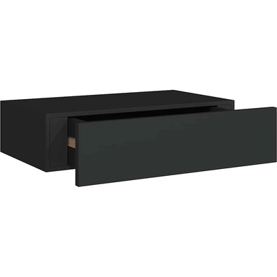 vidaXL Nástenná polica so zásuvkou čierna 40x23,5x10 cm MDF