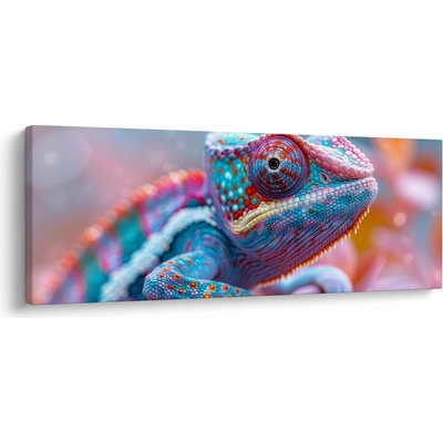 Obraz - Zbarvený chameleon, jednodílný 100x40 cm