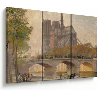 Obraz - Robert William Vonnoh, Notre Dame de Paris, reprodukcia, trojdielne 120x80 cm