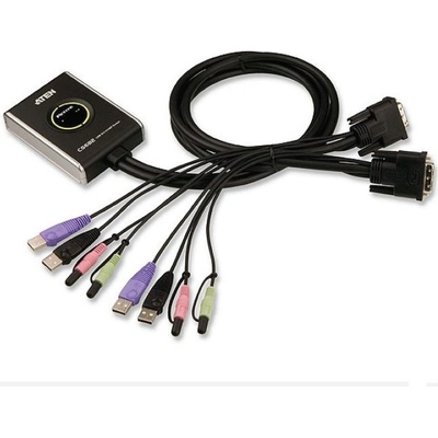 Aten CS-682 DataSwitch elektronický 2:1 (kláv.,DVI,myš,audio) USB, 1,2m kabely – Hledejceny.cz