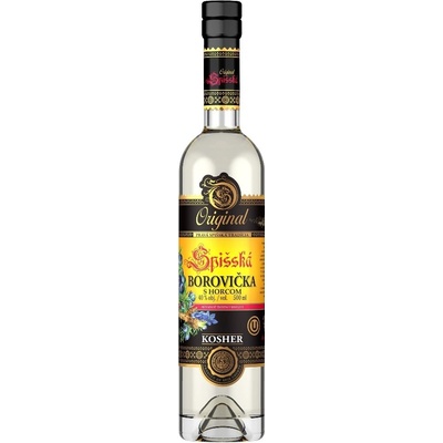 Kosher Spišská Borovička s Horcom 40% 0,5 l (čistá fľaša)