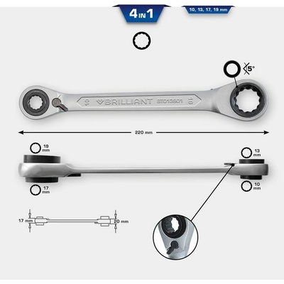 KS Tools Obojstranný račňový očkový kľúč BT013901
