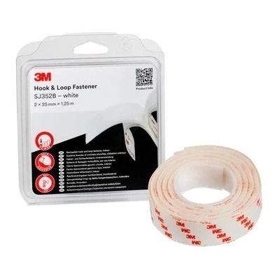 SJ 352BWT 3M Hook & Loop háčky a smyčky bílý, 2 x 25 mm x 1,25 m, kompletní spoj v blistru, interiér