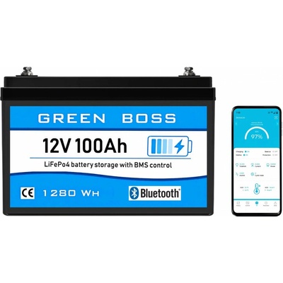 GREEN BOSS BLUE LiFePO4 baterie 12V 100Ah s bluetooth