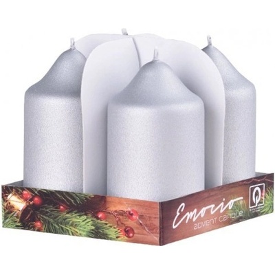 Emocio Exclusive Adventné sviečky strieborná 4 ks