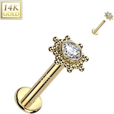S4U Zlatý piercing do brady labreta 1,2 x 8 mm, Au 585/1000 ZL01267-1208