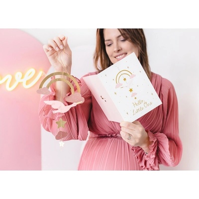 KAZ1 Party Deco Pohlednice s přívěskem - Hello Little One, 14x20cm Růžová