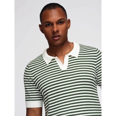 Ombre pánské polo triko OM-POSS-0161 WHITE AND OLIVE