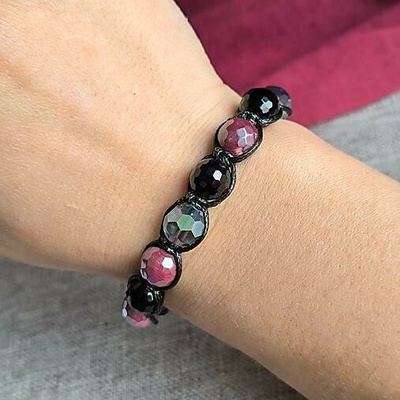 Marole Midnight Wine Náramok z minerálov (Ónyx, Achát) 51174117474632