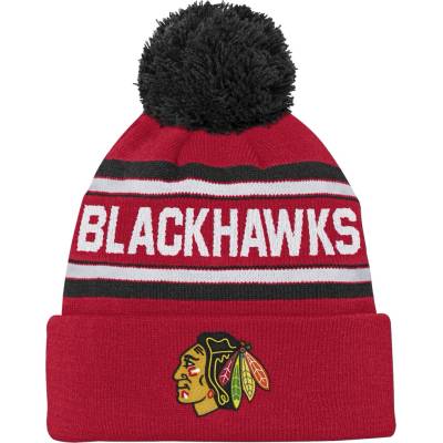 Outerstuff Detská predškolská zimná čiapka Chicago Blackhawks NHL 3rd Jersey Jacquard Cuff Pom