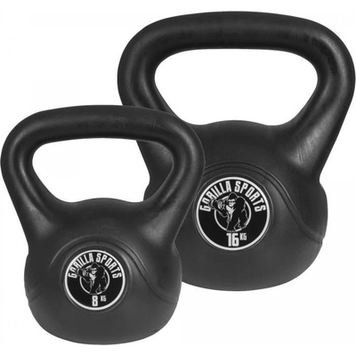 Gorilla Sports Sada kettlebell činek plast 8 kg 16 kg