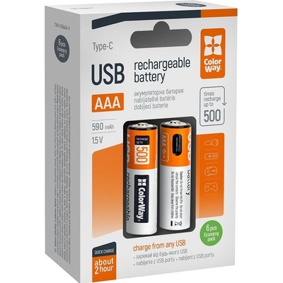 ColorWay AAA 590mAh USB-C 6ks CW-UBAAA-11