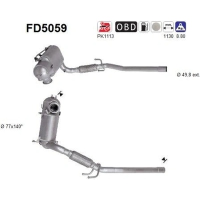 Filter sadzí pevných častíc výfukového systému AS FD5059