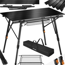 Tectake Hliníkový kempingový stôl Tina, čierny 404983
