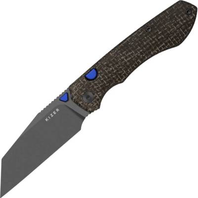 Kizer Wharning N690, Gray PVD&Stonewashed, GID canvas micarta V3738BW3