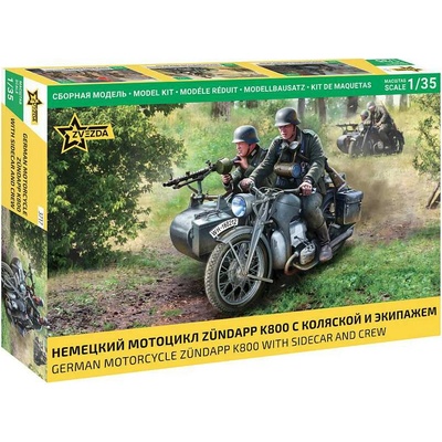 Zvezda Zündapp K 800 Motorcycle w/ Sidecar and Crew 1:35