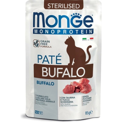 MONGE Monoprotein Sterilised byvolia paštéta pre sterilizované mačky 85 g
