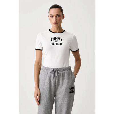Tommy Hilfiger tričko bavlnené s elastanom WW0WW52363 biela