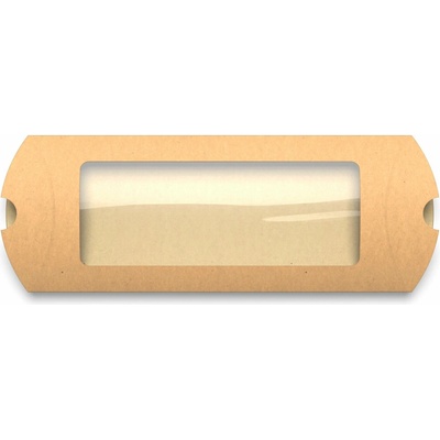 Kraftové krabičky ve tvaru polštářku s okénkem - 220 x 110 mm (DL) - Manilová