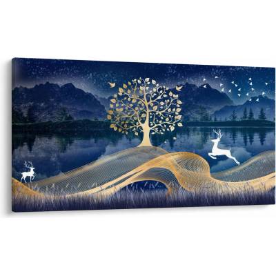 Obraz jeleňov pri splne, jednodielne 120x70 cm