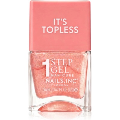 Nails Inc. It’s Topless gélový lak na nechty pre dlhotrvajúci efekt odtieň Millie Peach Iridescent 14 ml